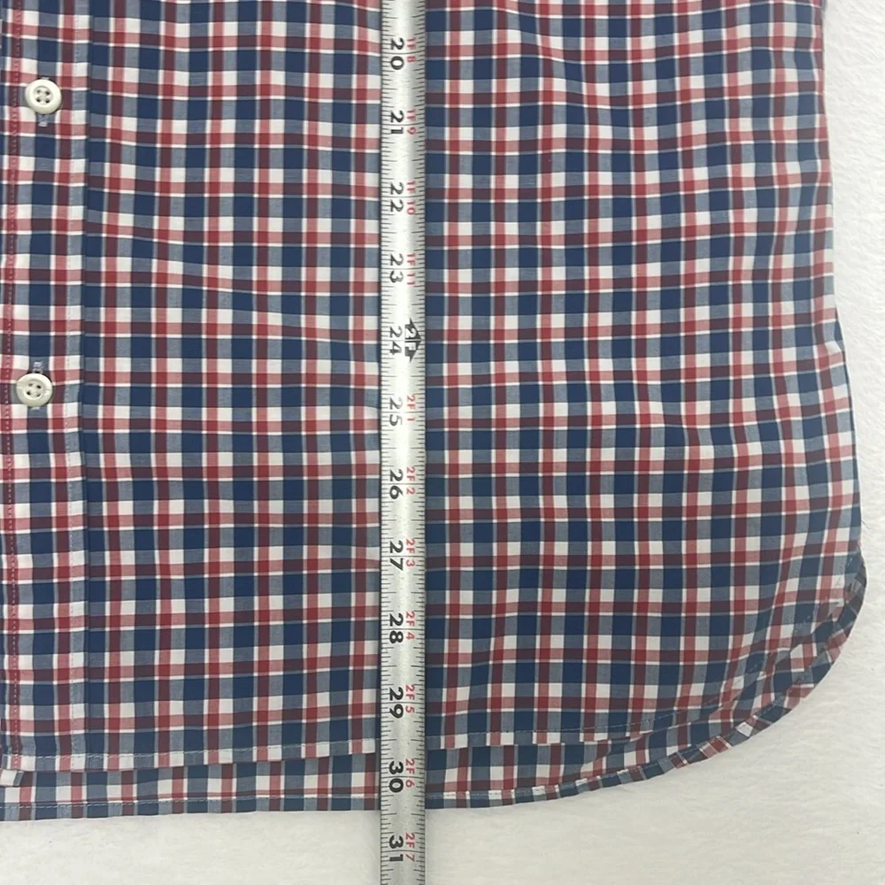 Banana Republic Custom 078 Wash Camden Fit Plaid Short Sleeve Button Size L